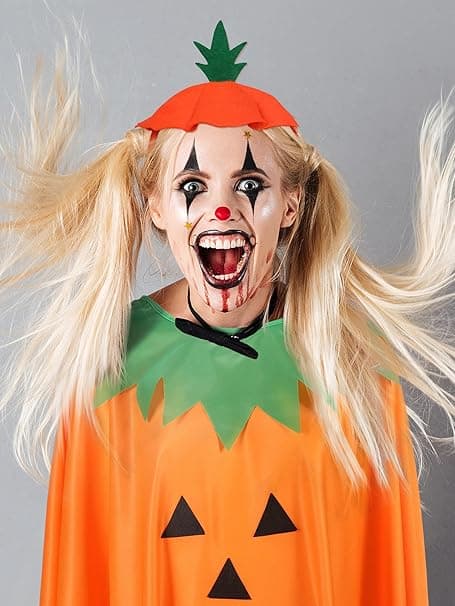 Halloween Græskar Kostume Sæt til Voksne - Græskar Poncho med Tilbehør