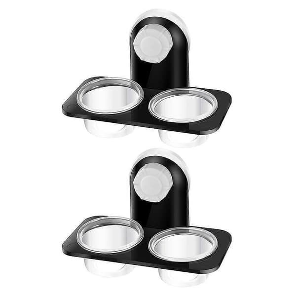 2 stk. sugekop-foderautomater til krybdyr, foderbakker til krybdyr, vandskåle til kæledyr, foderskåle til krybdyr 11.5X6.2X5.5CM Black