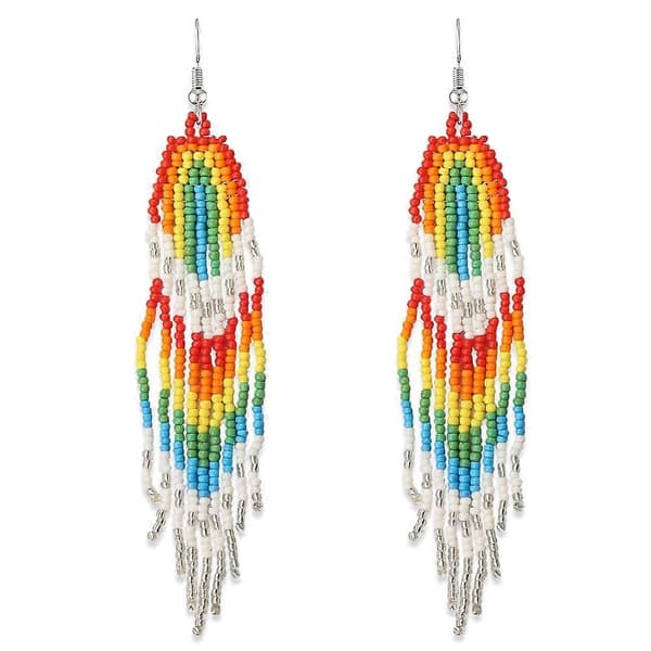 Regnbueøreringe Pride-øreringe til kvinder, farverige hjerteøreringe dingleøreringe boho perleøreringe til Pride Parade Pride Party LGBT Pride-øreringe Tassel