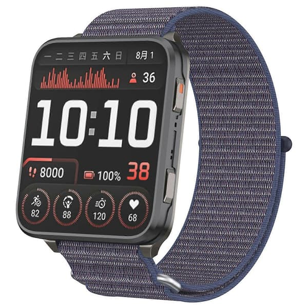 Til Garmin Venu X1 Håndledsrem Magic Tape Nylon Loop Urrem med Metalring Multicolor Midnight Blue