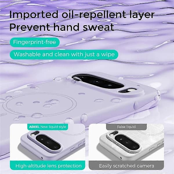 ABEEL Cover til Google Pixel 10 Pro / Pixel 10 — MagSafe-kompatibelt, flydende silikonemateriale med hudfølelse, lilla.