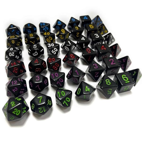 7 stk. DND-terninger Polyhedral terningesæt Sort-D&D-terninger MTG-rollespilsterninger Gul