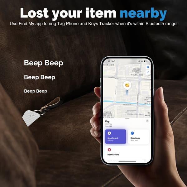 Bluetooth Anti-Lost Tracker Hvid - Nøglefinder, Genstandsfinder, Kompatibel med iOS & Android