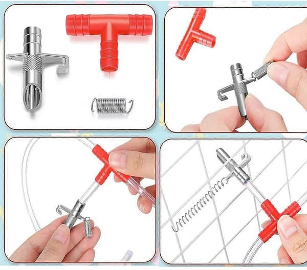 Automatisk vandnippel-drikkefoder til kanin, marsvin og ilder (10 sæt, rød/sølv) 15 pcs