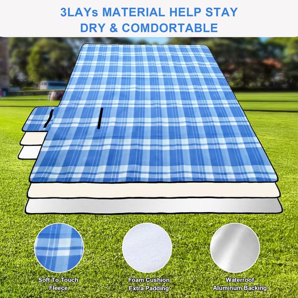 Foldable Picnic Blanket, Durable, Moisture-Proof and Thick, Suitable for Travel and Camping, 200*200cm