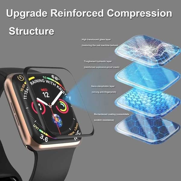 2-PACK Apple Watch Series 7 45mm FullFrame 3D Flexibelt glas 0.26mm 7H Transparent transparent