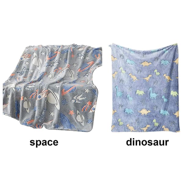 Selvlysende tæppe, der lyser i mørket, til børn, blødt, fluffy, unik gave Gray space100*150