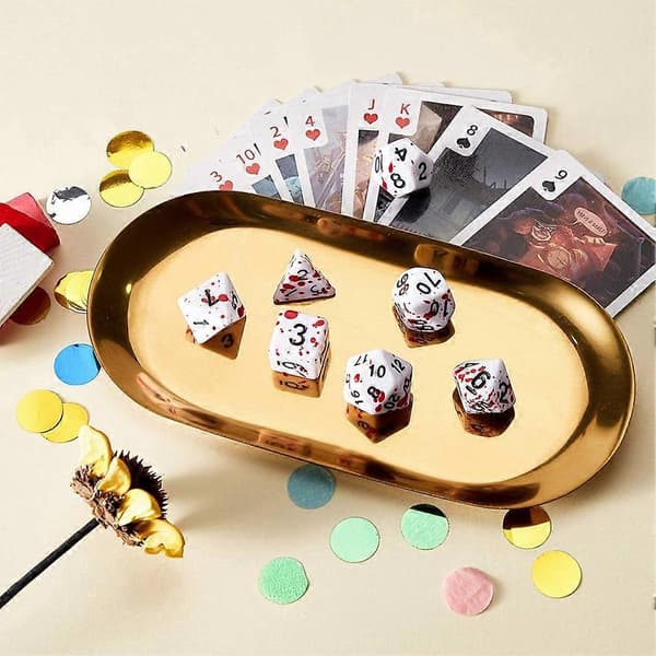 42 deler blodsprut terninger polyhedral 7-terningsett for RPG DND rollespillterningspill White red spots