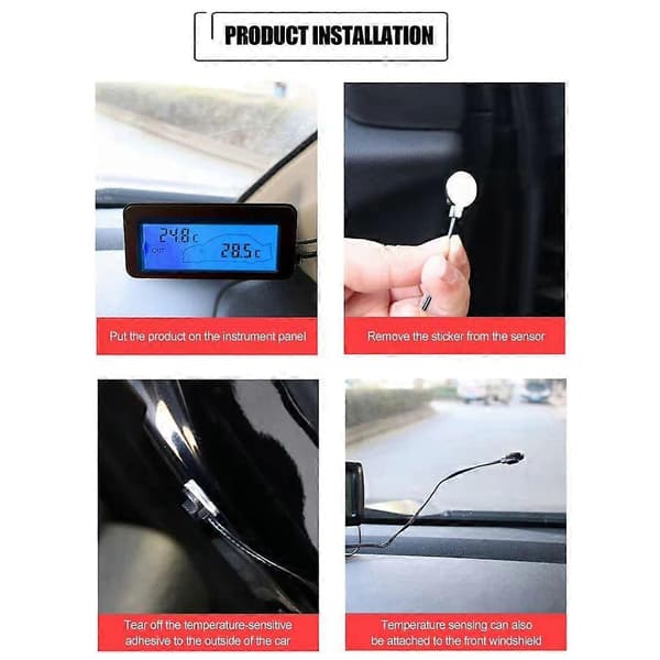 Mini Digital Bil LCD Display Indendørs Udendørs Termometer 12V Køretøj Digital Termometer