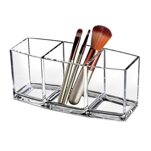 3-slots akryl makeupbørsteholder, make-up børsteholder kop, makeupbørsteetui til opbevaring og sortering