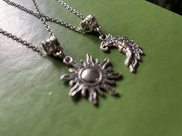 Halsband Sol Måne Kompis Partner 2 st Sol Måne Rostfri kedja Silver silver