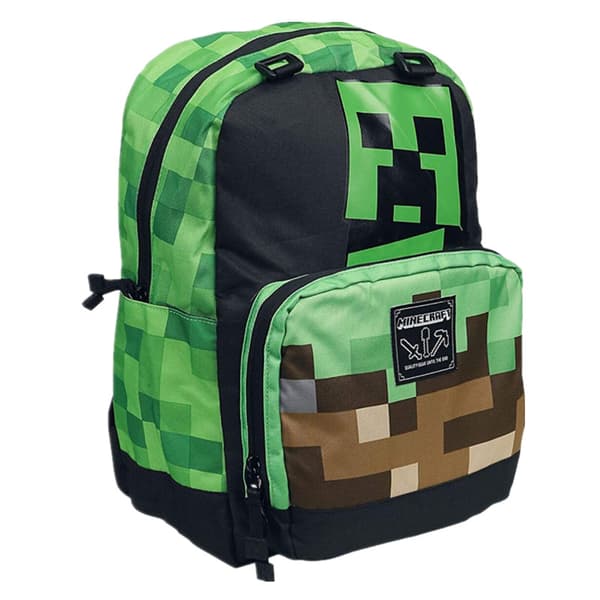 Minecraft Ryggsäck Creeper Ender Drake Fackla Diamant Hacka Junior Högstadieelever Barns Ryggsäck Gray draft blue schoolbag