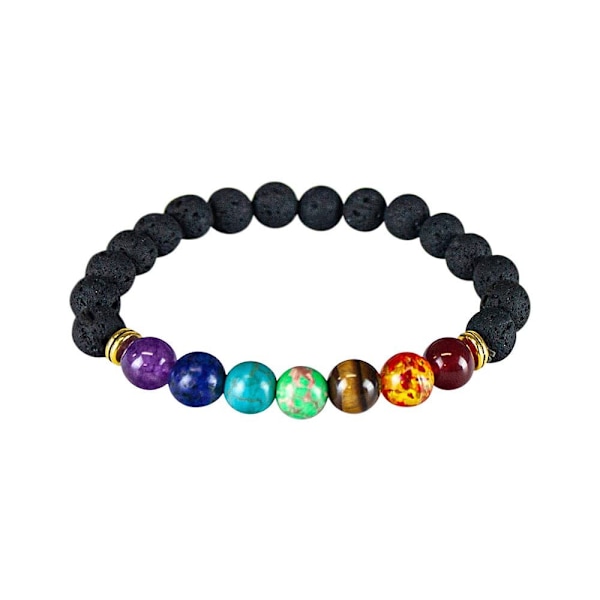 Fargerikt Chakraarmbånd med Vulkanstein - 17cm multifärg multicolor