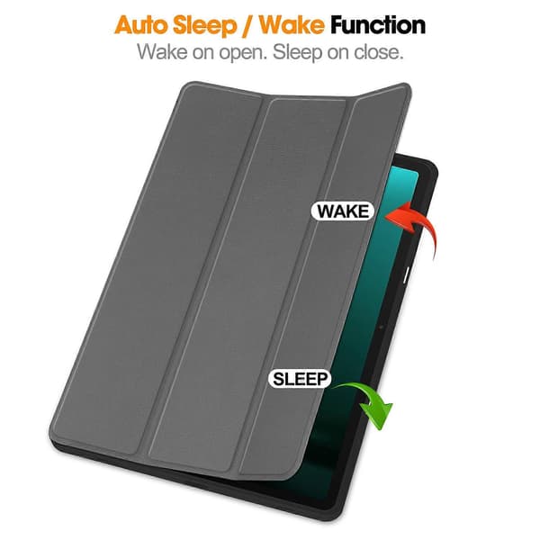 For Samsung Galaxy Tab S10+ Case PU Leather+TPU Tri-fold Stand Tablet Cover with Pen Holder - Grey