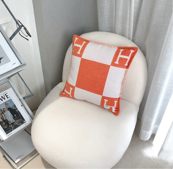 45x45cm Kashmir Ull Kuddfodral för Soffa Säng Flygplan H-Formad[JUN] Orange