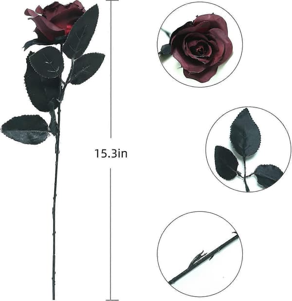 10-pak sorte kunstige silkeroser blomster falske silkerosebuketter til bryllupsfest sort (D-4)
