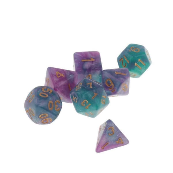 5x7st Polyhedral Tärningar D4 D6 D8 D10 D12 D20 för RPG-spel Grön 6 Pcs