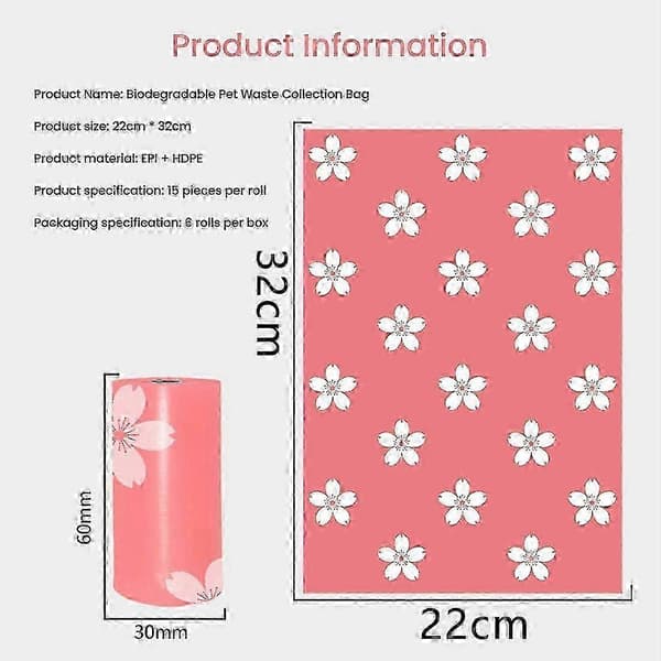 Bionedbrydelige hundeposer med blomsterduft, 6-pak