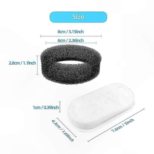 Udskiftningsfiltre til justerbart kæledyrsfontæne, kompatible med 108oz/3,2L og 67oz/2L modeller, kat white  black