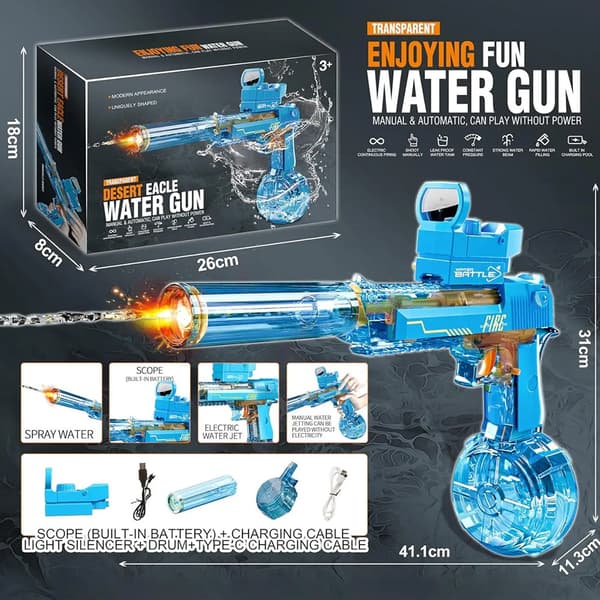 Electric Water Gun with LED Light Blå 580