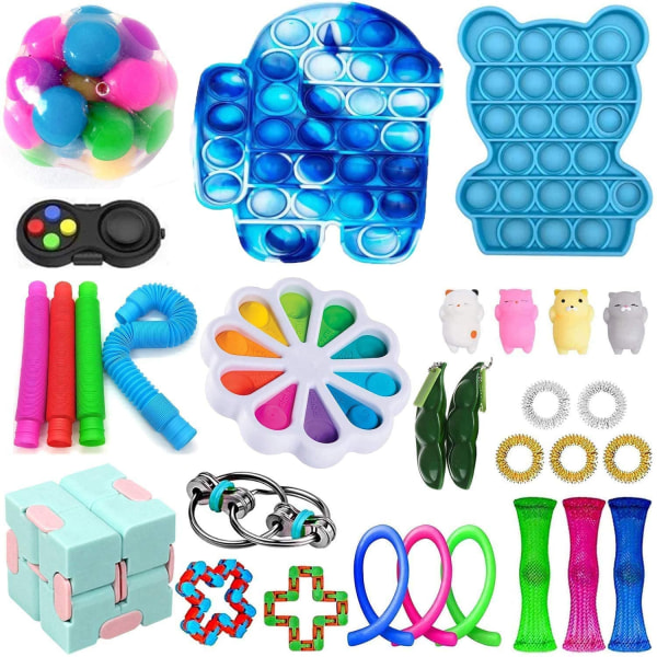 30-pack Fidget Toy Set Pop IT sensorisk leksak för barn vuxna