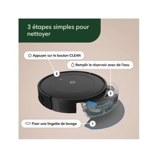 Robotdammsugare - IROBOT Roomba Combo® 2 Essential - Autonomi 120 min - Hög effektivitetfilter - AutoEmpty Svart
