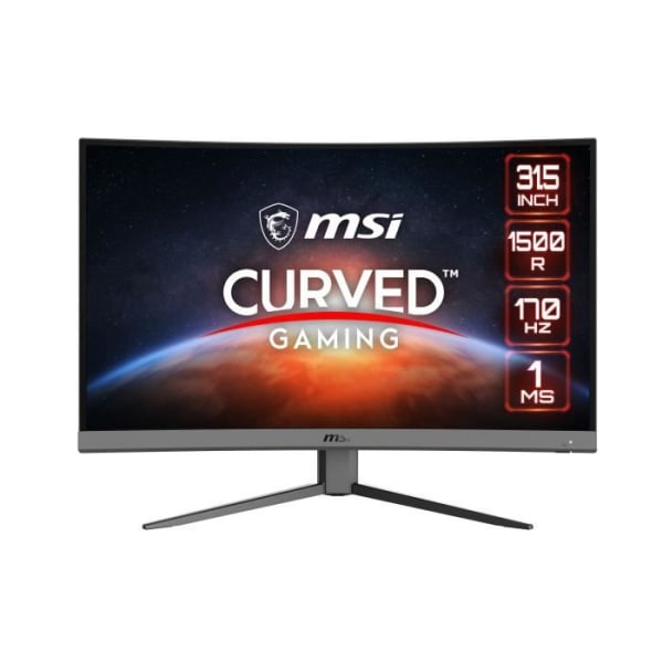 Curved Gaming PC Monitor - MSI - Optix G32C4 E2 - 32" FHD - VA-panel - 170hz - 1ms - Freesync Premium - 1 HDMI + 2 DP