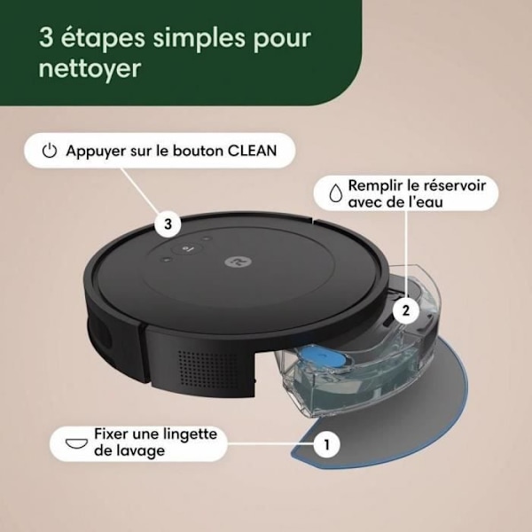 Robotdammsugare - IROBOT Roomba Combo® 2 Essential - Autonomi 120 min - Hög effektivitetfilter - AutoEmpty Svart