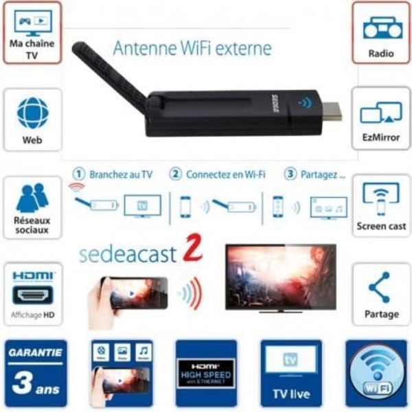 SEDEACAST 2 WiFi multimedia HDMI-nyckel