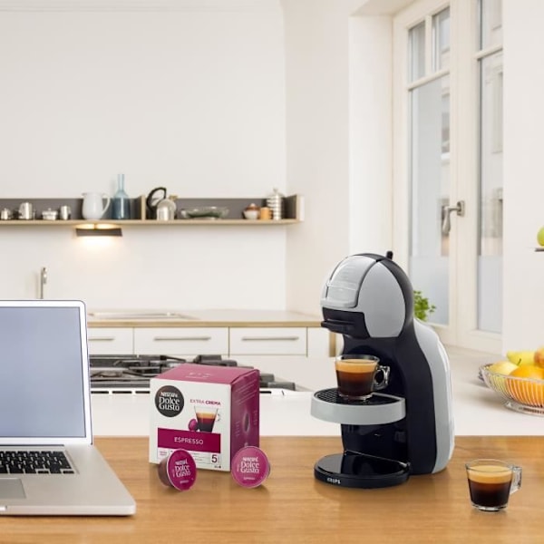 KRUPS Nescafé Dolce Gusto YY3888FD Mini Me espressomaskin, 15 bars tryck, doseringsreglage, podkaffebryggare, grå