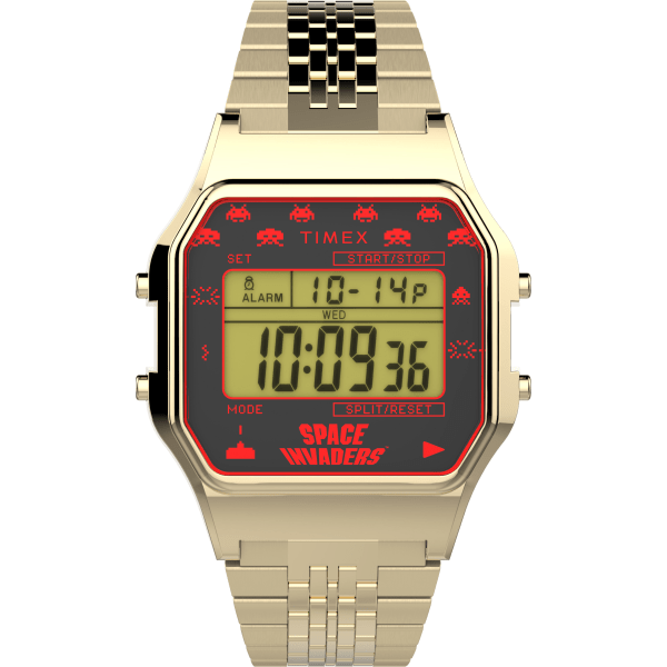 Timex watch Space Invaders TW2V30100 gold 34 mm
