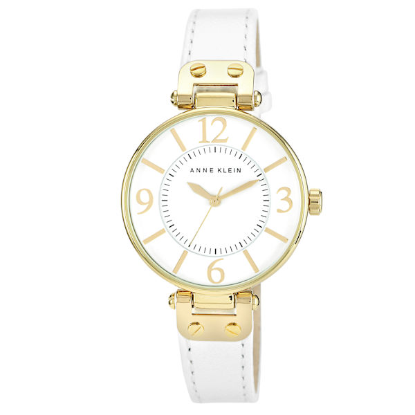 Damklocka Anne Klein 10/9168WTWT goldtone with white 34mm x 41mm