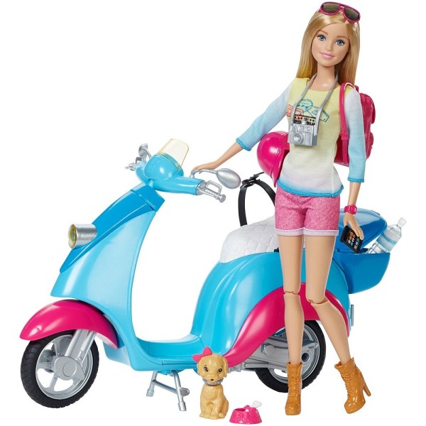 Barbie Pink Passport Travel Doll with Scooter