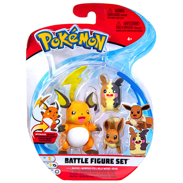 Pokemon Battle Figure Set 3-Pack  Raichu Morpeko Eevee