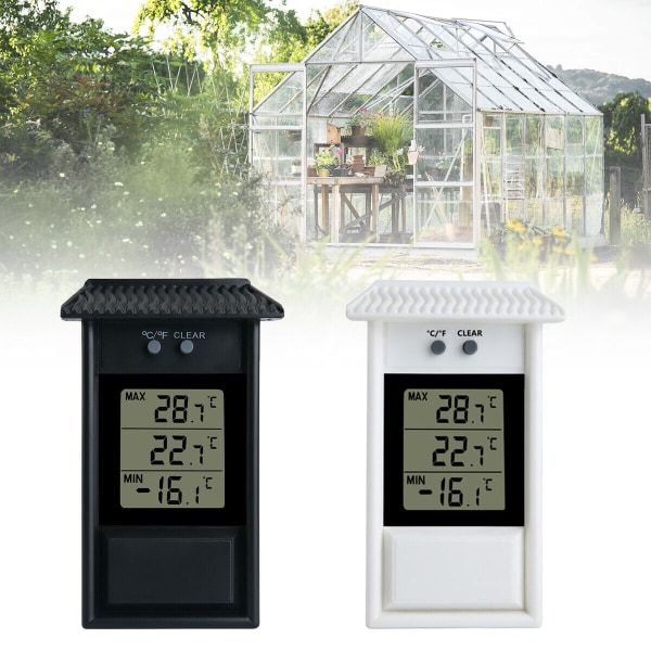 Digital termometer Växthus trädgård utomhus inomhus vägg rum Black