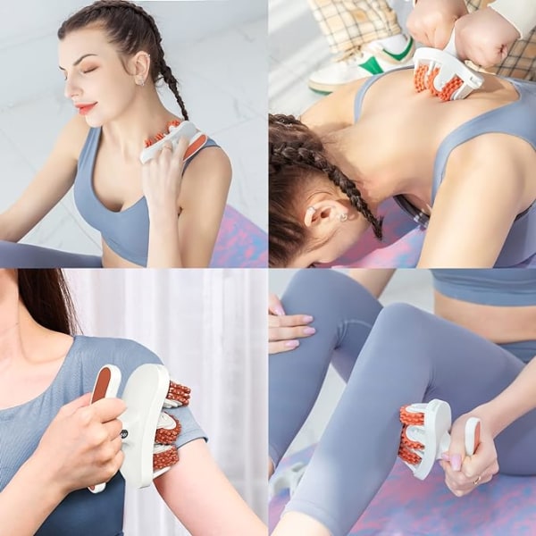 Runda benmassage roller muskelmassager för ben, nacke, armar och fötter red