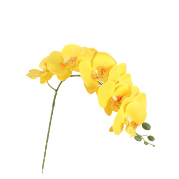 2 konstgjorda blommor, falska orkidéprydnader, Phalaenopsis orkidéprydnader Yellow