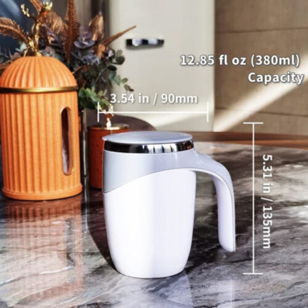 Automatisk självomrörande mugg Magnetisk kaffe-te-mjölkbägare White
