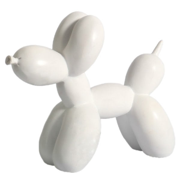 Resin Ballong Dog Skulptur Figurine Art Ornament Heminredning White