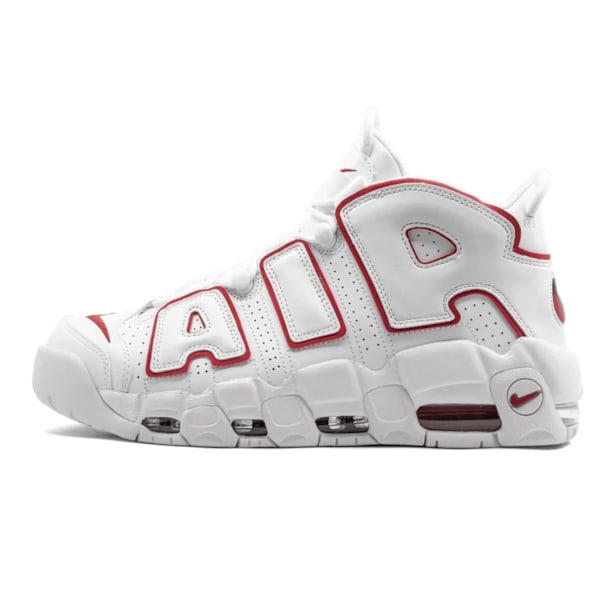 Air More Uptempo 'White Varsity Red för Män och Kvinnor Original Sneakers 37.5