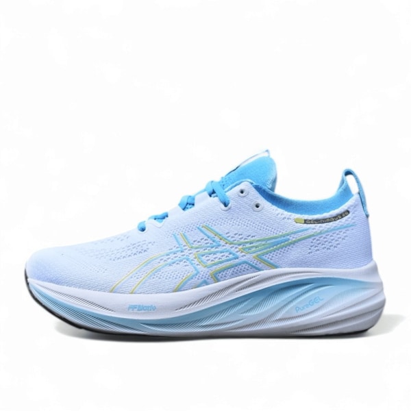 Asics GEL Nimbus 26 White and blue Originala maratonlöparskor för män och kvinnor 45