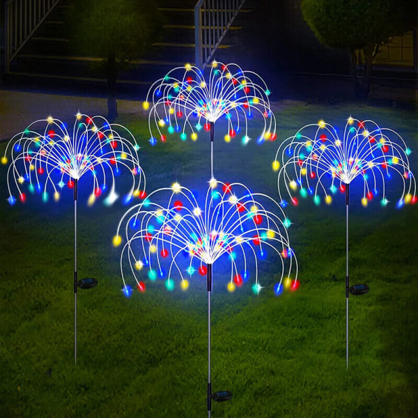 LED-lampor Trädgård utomhus vägg staket ljus Soldriven lampa 90LEDs Multicolor