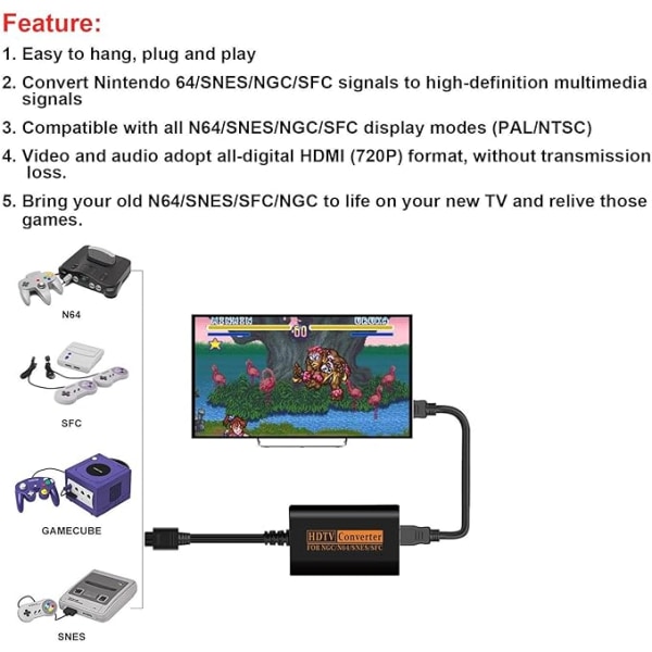 N64 till HD, Sfc till HD Adapterkabel N64 HD Video Converter | N64 HD Video Converter