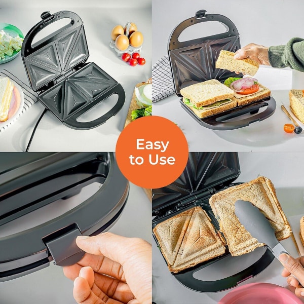 Geepas Toastie Maker 2 Slice Sandwich Toaster Machine Non-Stick Easy Clean 750W