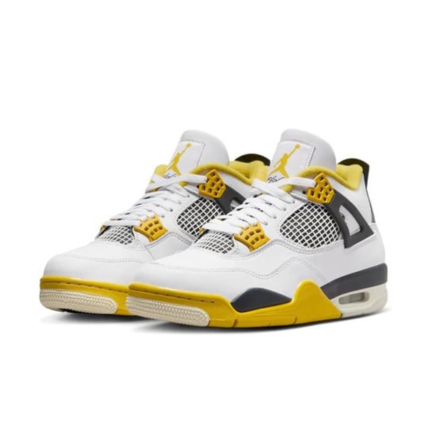 Air Jordans 4 Retro Vivid Sulfur för Män och Kvinnor Original AJ4 Sneakers 38.5