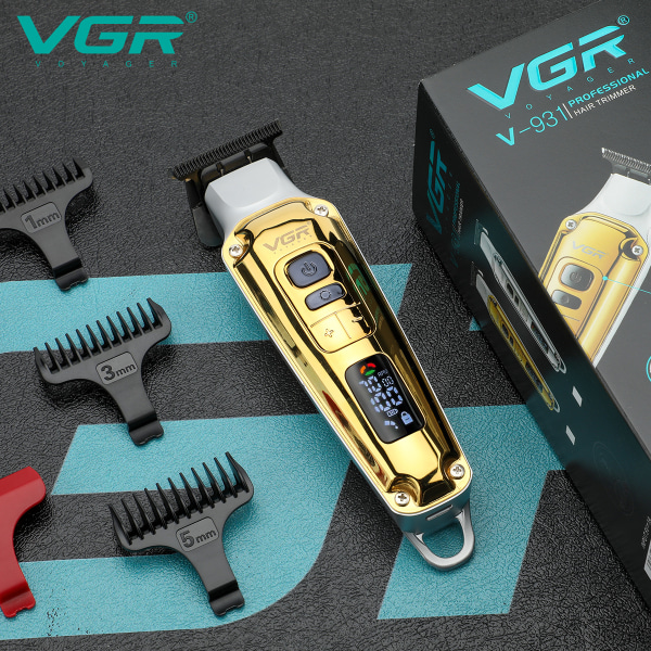 VGR Professional Hårklippare för män: Uppladdningsbar, elektrisk USB gold