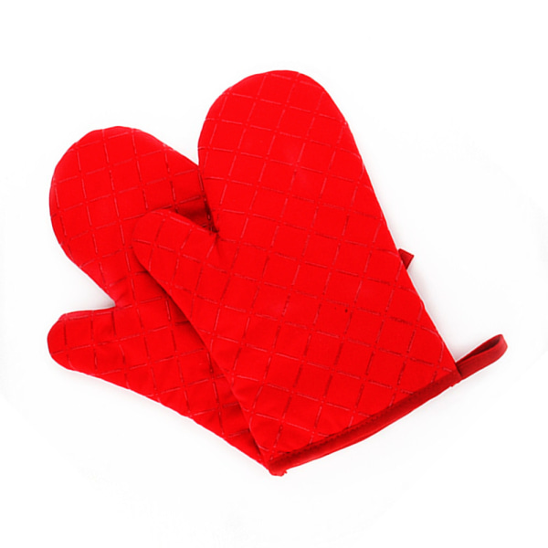Isolerade handskar rutiga silikon halkfria förtjockade isolerade bakbomullshandskar Red