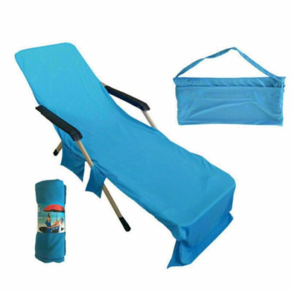 Beach Lounge Chair Cover Säng Lounger Mate Beach Handduk 70*210cm Blue