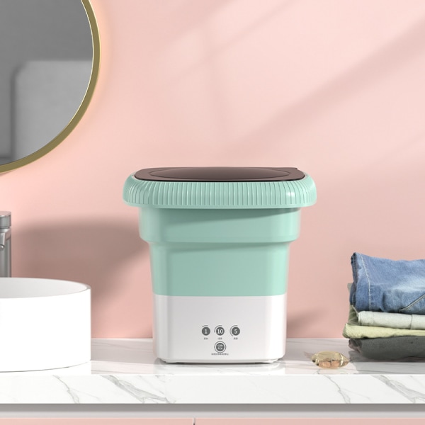 Mini portabel hopfällbar tvättmaskin för tvätt av underklädersstrumpor och spädbarnskläder Green