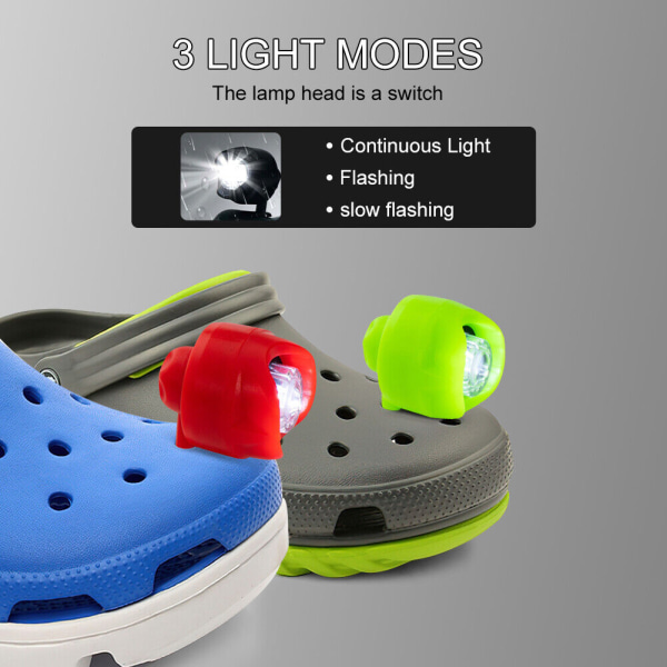 2st ljuslägesstrålkastare för krokodilskor/träskor/sandaler dekor Blue